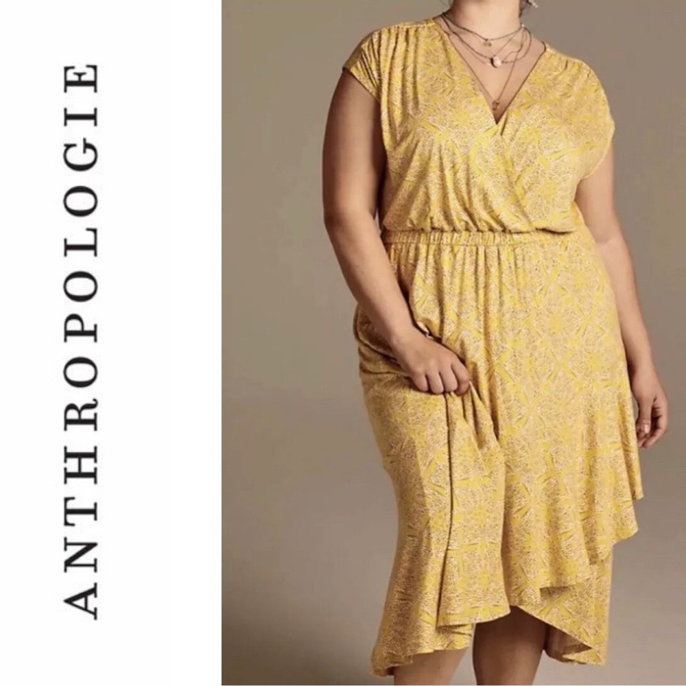 Anthropologie Wrap Midi Stretch Dress Plus Size 3X